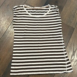Brown and cream striped cap sleeves